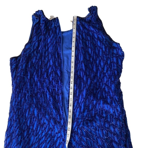 Scala Vintage Silk & Sequin Royal/Cobalt Blue Sleeveless Cocktail Dress Size 2X - Picture 9 of 16